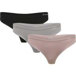 Hummel Juno Seamless Thong 3-pack - Ash Rose/Black/Paloma