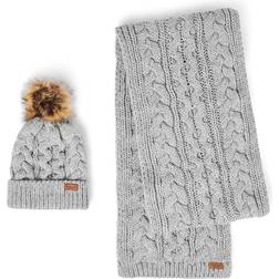 Barbour Women's Penshaw Beanie & Scarf Gift Set Grey