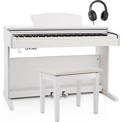Gear4music DP-10X Digital Piano by Gear4music Piano Stool Pack, White
