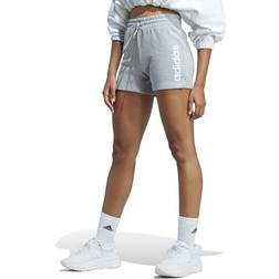 adidas Essentials Linear French Terry Shorts - Medium Grey Heather/White