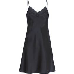 Damella Woven Silk Plain Lace Nightdress Black * Kampagne *