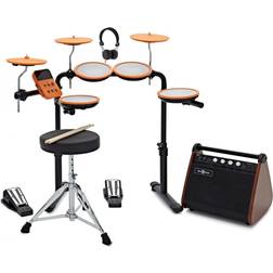 Gear4music VISIONDRUM Compact Mesh Electronic Drum Kit Amp Pack, Orange