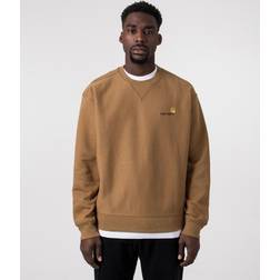 Carhartt WIP Carhartt WIP Mens Relaxed Fit American Script Sweatshirt Colour: HZXX Hamilton Brown Beige