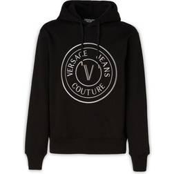 Versace Jeans Couture Black Cotton Logo Details Hooded Sweatshirt