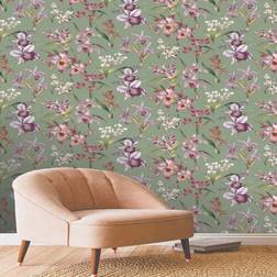 Rasch Maya Elegant Floral Sage Wallpaper