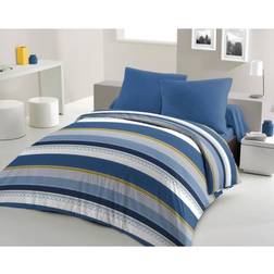 Stanis Parure Microfibre Tailles 220 x 240 cm + 2 Taies D'Oreiller 63 x 63 cm - Bleu Housse de couette (220x220cm)