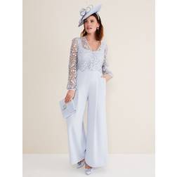 Phase Eight Mariposa Lace Jumpsuit, Cornflower