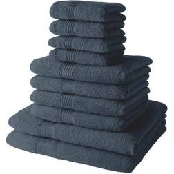 Today Lot de Serviettes 30x50 + 2 Draps de Bain 70x130 cm 100% Coton - Denim