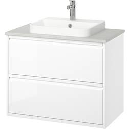 IKEA ÄNGSJÖN BACKSJÖN lådor/tvättställ/kran, högglans vit/grå