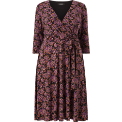 Lauren Floral Surplice Dress - Lavender/Orange/Multi