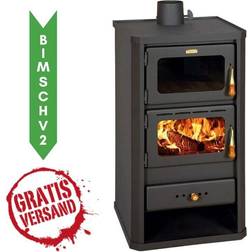 Prity Kaminofen, holzofen prity mit backofen, modell fm, leistung 12.1kw, bimschv 2 Schwarz 97kg