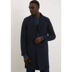 Burton Men's Signature 3 Button Epsom Overcoat - Navy