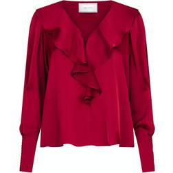 Neo Noir Sandie Sateen Blouse - Wine