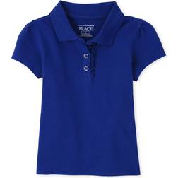 The Children's Place The Children's Place Toddler Girls Uniform Ruffle Pique Polo 3T Blue 100% Cotton Blue 3T