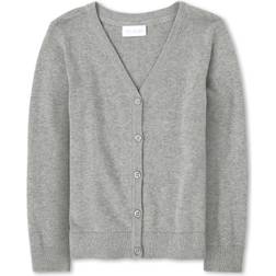 The Children's Place The Children's Place girls V-neck Cardigan Sweater, Heather Smoke