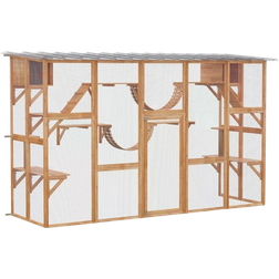 Pawhut Outdoor Cat House, Wooden Catio, Cat Window Box Outside