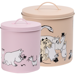 Muurla Mumin Husdjur Burk med Lock 2-pack, Rosa & Beige