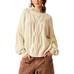 Free People Frankie Cable Sweater Ivory Women's Clothing White Women's 4-6