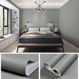 Shein 1 Roll Thickened Frosted Gray Self-adhesive Wallpaper Pvc Waterproof, Moisture-proof, Oil-proof, High Temperature Resistant Sticker Wallpaper For Refu