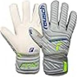 reusch Attrakt Grip Finger Support Junior Unisex Torwarthandschuhe mit Außennaht Schnitt und Grip Belag, geeignet für alle Spielfeldoberflächen