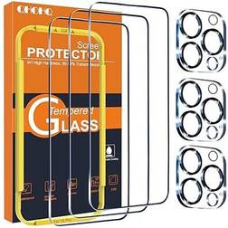 Qhohq Screen & Camera Lens Protector for iPhone 15 Pro 3-Pack