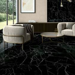 Hill Ceramic Unicomstarker Marmor Klinker Nero Marquinia Polerad 60x120 120x60cm
