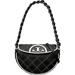 Tory Burch Mini Fleming Soft Crescent Bag - Black