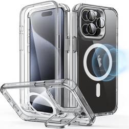 ESR for iPhone 15 Pro Max Case Full Body Shockproof for MagSafe Ultra-high Hardness Protection Magnetic Phone Case for iPhone 15 Pro Max Shock Armor Kickstand Case HaloLock Clear