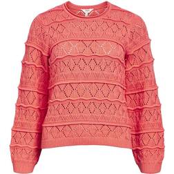Object Liva L/S O-Neck Knit Pullover - Georgia Peach