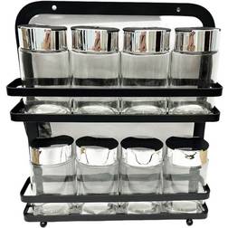 Apollo Black iron spice rack with 8 jars