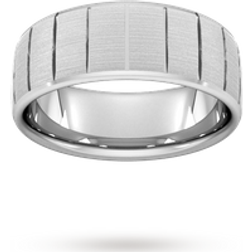 Goldsmiths D Shape Standard Vertical Lines Wedding Ring - White Gold