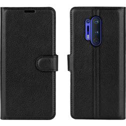 MAULUND OnePlus 8 Pro Litchi Läder Plånboksfodral Svart