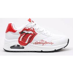 Skechers Uno X The Rolling Stones Womens Fashion Trainers in White Red
