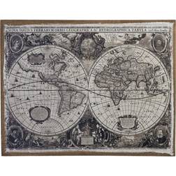 The Range Linen World Map Black Wall Decor 91.5x71cm