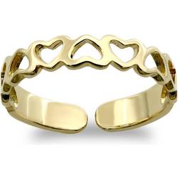 Jewelco London Solid 9ct Gold Love Hearts Pattern Toe Ring JTR015 One