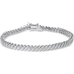 Macy's Triple Row Link Bracelet - Silver/Diamonds