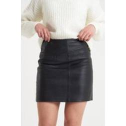 Barneys Real Leather Mini Skirt Black