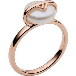 Emporio Armani Logo Ring - Rose Gold/Pearl