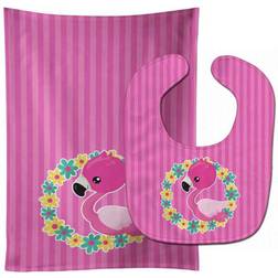 Wreath Baby Bib & Burp Cloth Flamingo Flower