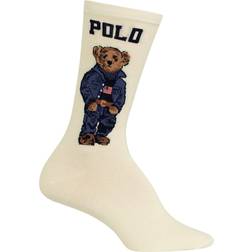 Polo Ralph Lauren Women's Americana Bear Crew Socks Ivory Ivory