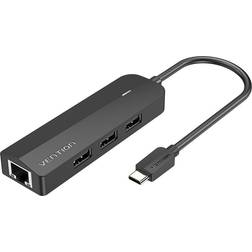 Vention USB-C to 3x USB 2.0, RJ45, Micro-B Hub TGOBB 0.15m, Black