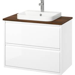 IKEA ÄNGSJÖN BACKSJÖN lådor/tvättställ/kran, högglans vit/brun