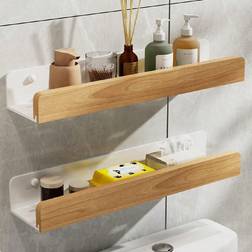 Shein 1pc Wall Mounted Bathroom Storage Rack, Punch-Free Bathroom Hanging Shelf, Space Bathroom Tray, Shampoo Shower Gel Holder Organizer, Bathroom Organizers And Storage