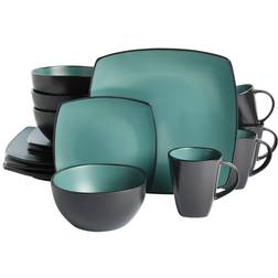 Gibson Soho Lounge Square Reactive Glaze Stoneware Dinnerware of 4 Dinner Set 16pcs
