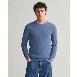 Gant Herre Crewneck sweater af bomuldspiqué Blå