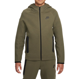 Nike Big Kid's Sportswear Tech Fleece Full-Zip Hoodie - Medium Olive/Black/Black