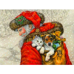 Cross Stitch Santa Claus Full Square Diamond Embroidery Christmas Mosaic Cat