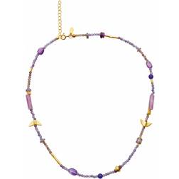 Maanesten Gold Plated Tita Multi Stone Necklace 2680A Purple