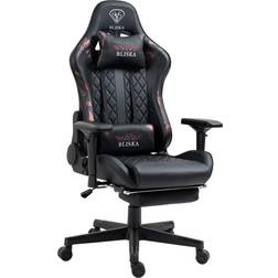 Trisens Gaming Stuhl mit Fußstütze und ergonomsichen 4D-Armlehnen gaming chair in ergonomischer Sportsitz Optik Gamer Stuhl mit verstellbaren Rückenstützkissen Bürostuhl