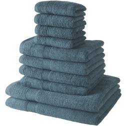 Today Linge De Maison Taille 70x130 cm 4 Serviettes 30x50 + 2 Draps de Bain 70x130 cm 100% Coton - Bleu